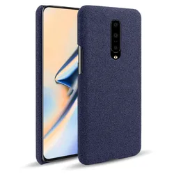 Luxury Slim Fabric Protective Phone Case with Bumper and Shell Design for Oneplus 7T (Blue)