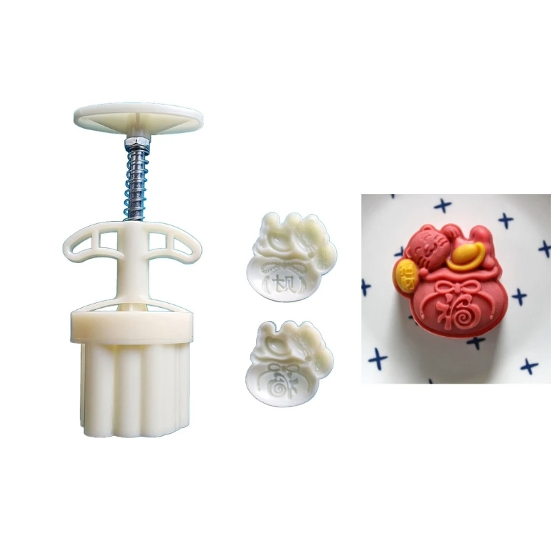 

H7EA Праздник середины осени Mooncake Maker Wealth Cats MoonCake Формы для печенья DIY Ручной пресс Резак для печенья и десерта