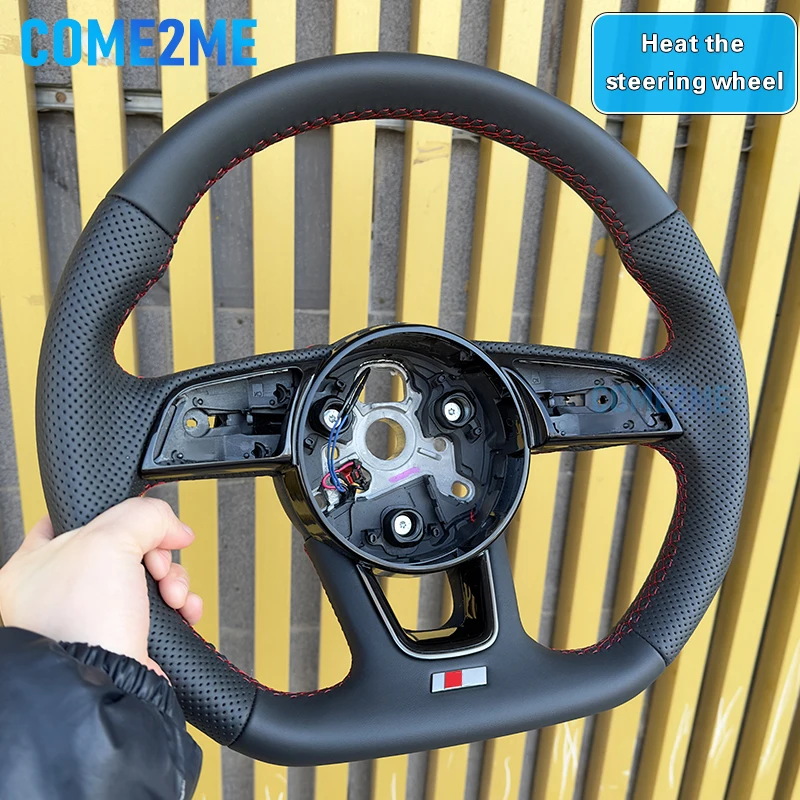 

Red stitched leather perforated steering wheel, suitable for Audi A4 B9 A3 A5, with heating function