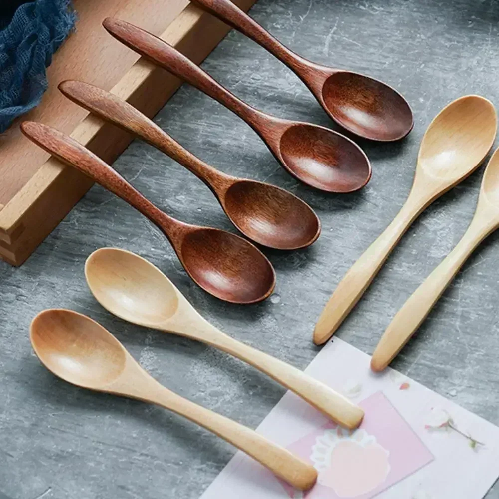 Wooden Spoon Stirring Spoon Soup Spoons Eating Mixing Cooking Long Handle Japanese Coffee Mixing Kitchen Utensils