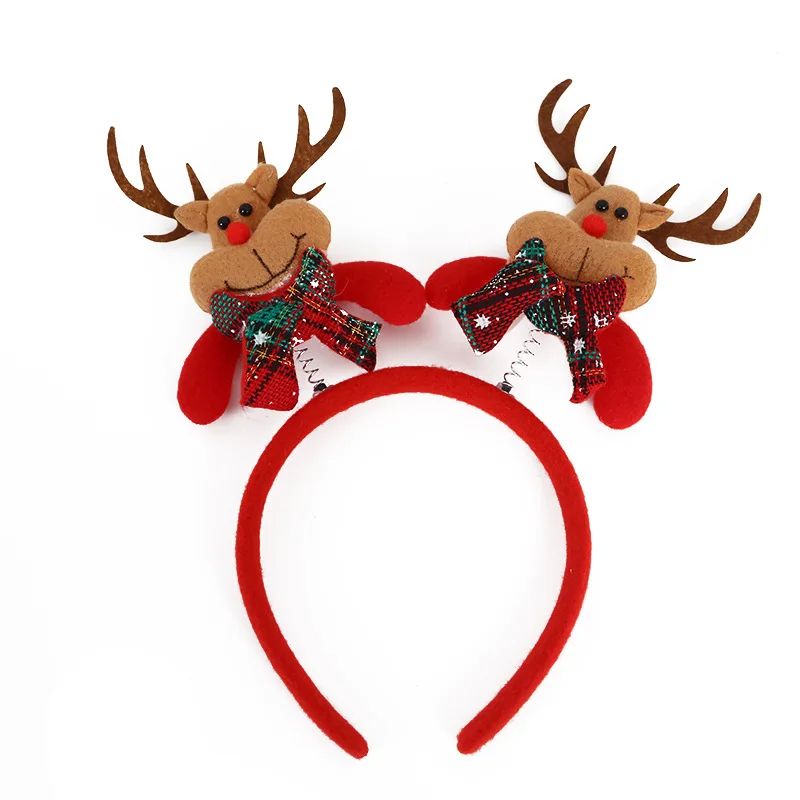 Fashion Christmas Red Bows Headbands Women Girl Classic Elastic Reindeer Antler Santa Hair Hoop Headbands Xmas Party Accessories