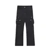 Four Seasons Men's Trendy American Style Multi Pockets Motorcycle Cargo Pants Washed Loose Straight Bootcut Jeans Trousers Male 4