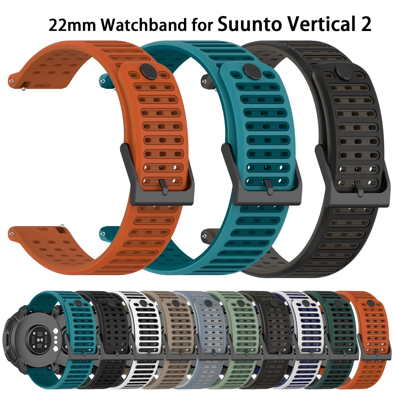 Premium Silicone Watch Strap - 22MM Replacement Band for Suunto Vertical Series