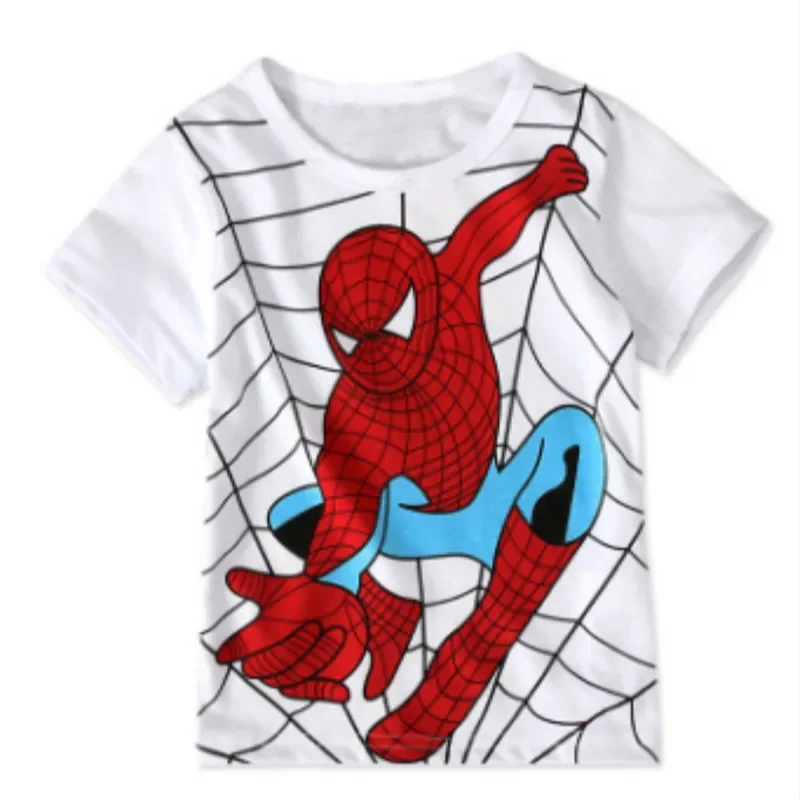 New Children Short Sleeve T Shirts Girls Popular Cartoon Spiderman Captain America Print Kids Baby Boys Tops Summer Cotton Tees