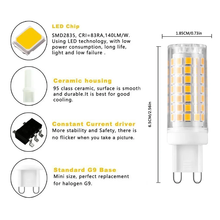 G9 LED Lamp AC220V 110V No Flicker Dimmable LED Bulb 2835SMD 6W 690LM Super Bright Chandelier Light Replace 70W Halogen Lamp