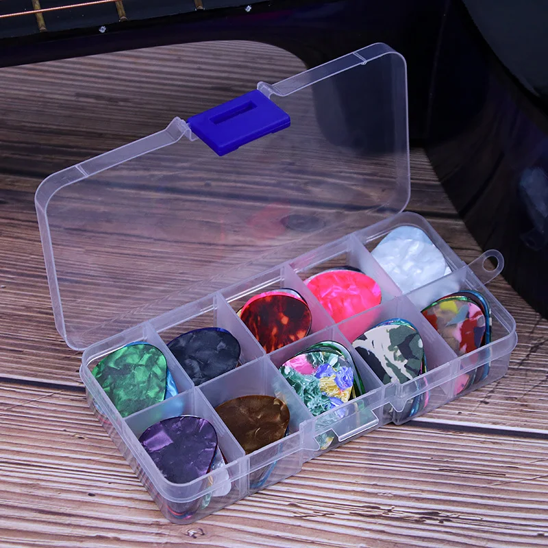 

100Pcs/Lot Big Size 30mm*25mm Alice Guitar Picks + 1 Plastic Box Case Acoustic Electric Musical Instrument Water Drop