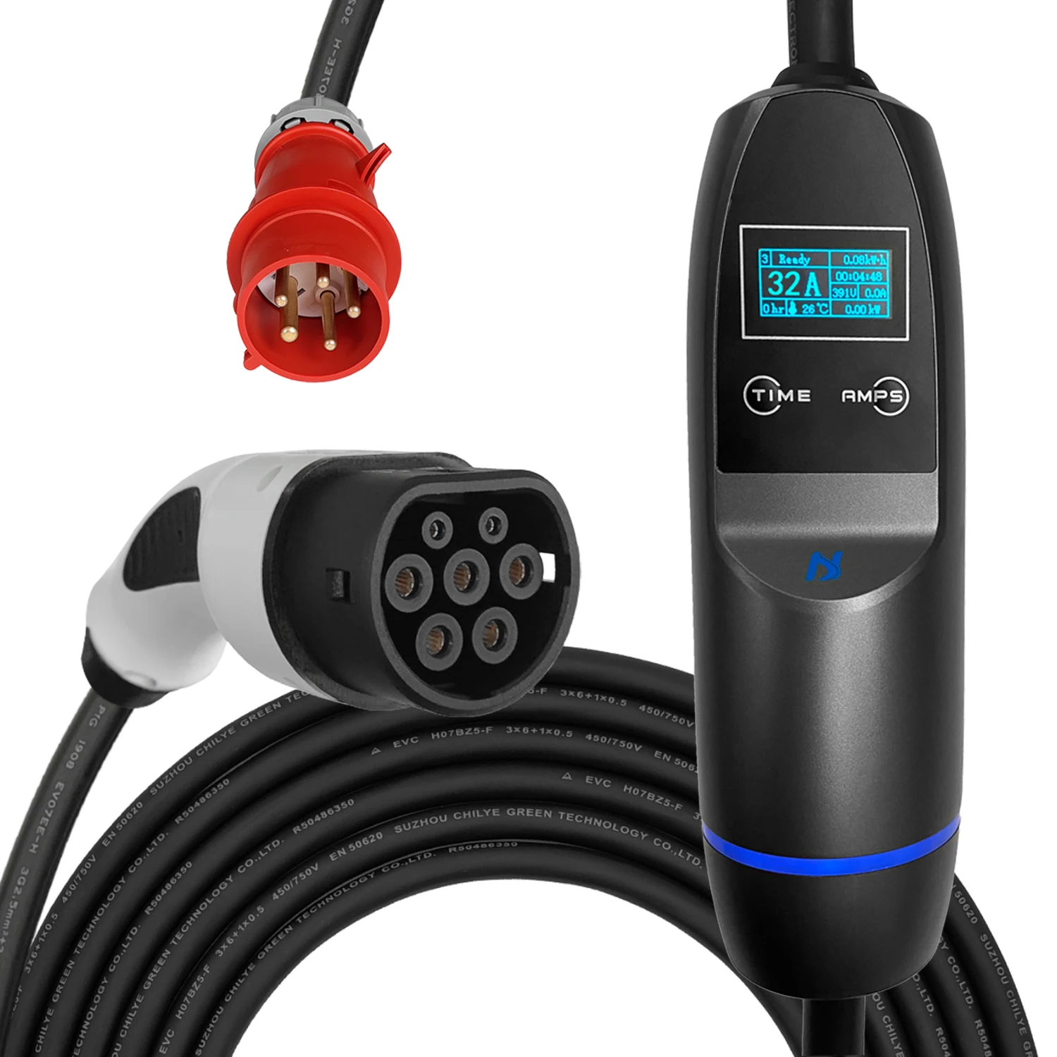 Iec 62196 Livello 2 Wallbox Cavo Di Ricarica Per Auto Elettrica Stazione Di Ricarica Ev 22Kw Tipo 2 Caricatore Ev Autooutdoor Button Card Earth