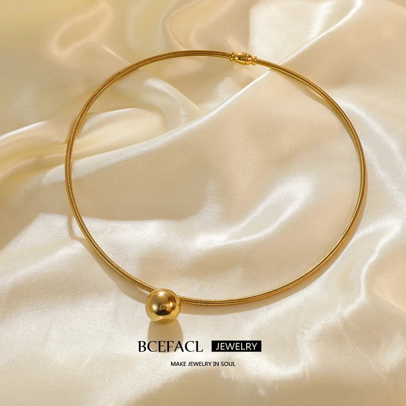 Metal Choker Necklace 316L Stainless Steel Bead Ball Chokers Necklace For Women