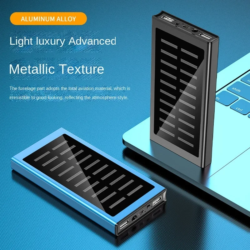 

20000mAh Mini Light Metal Solar 2.1A Power Source Portable Fast Charge Monocrystalline Outdoor Large Capacity Power Bank