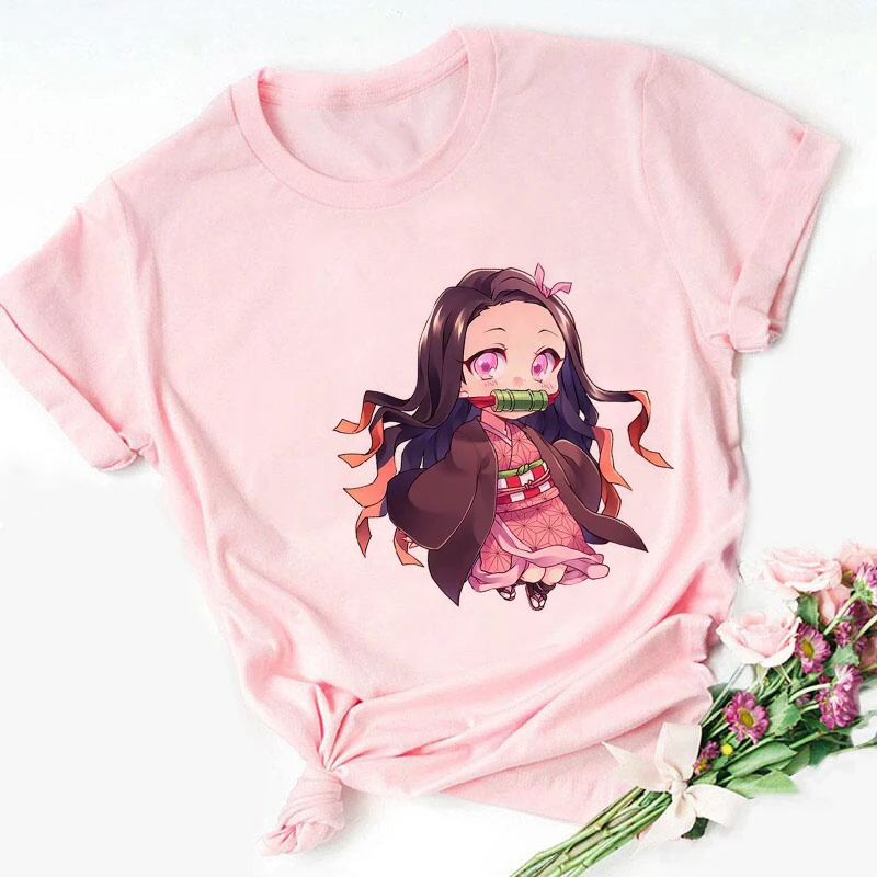 Nezuko Kamado Kimetsu No Yaiba Print Pink Kid T-shirts Children Baby Cute Harajuku Kawaii Clothes Boy Girl Tops Gift ,Drop Ship 5