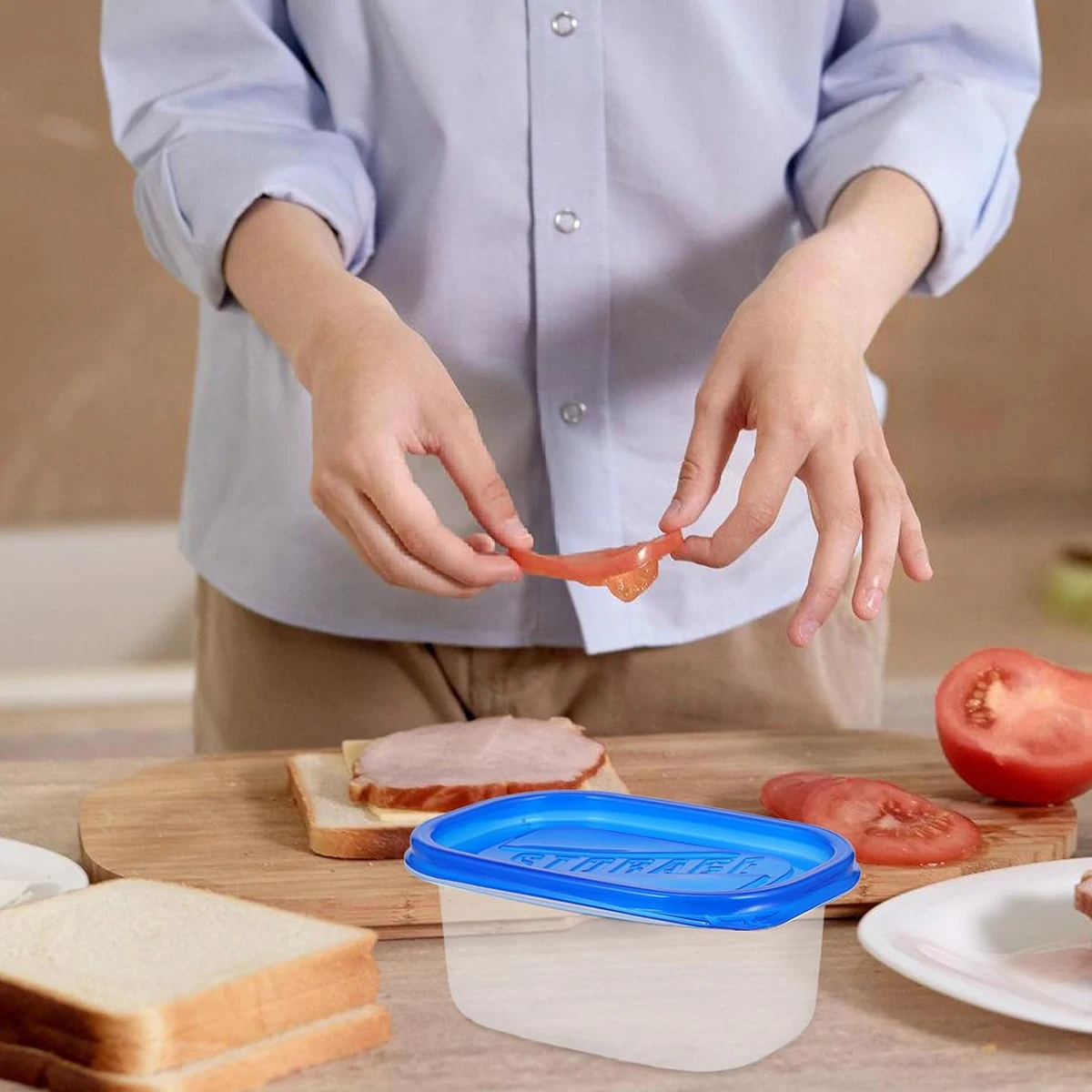 5 pcs Food Storage Containers Plastic Boxes Set 280ml Per Box For Kitchen Leakproof Freezable Box food storage containers