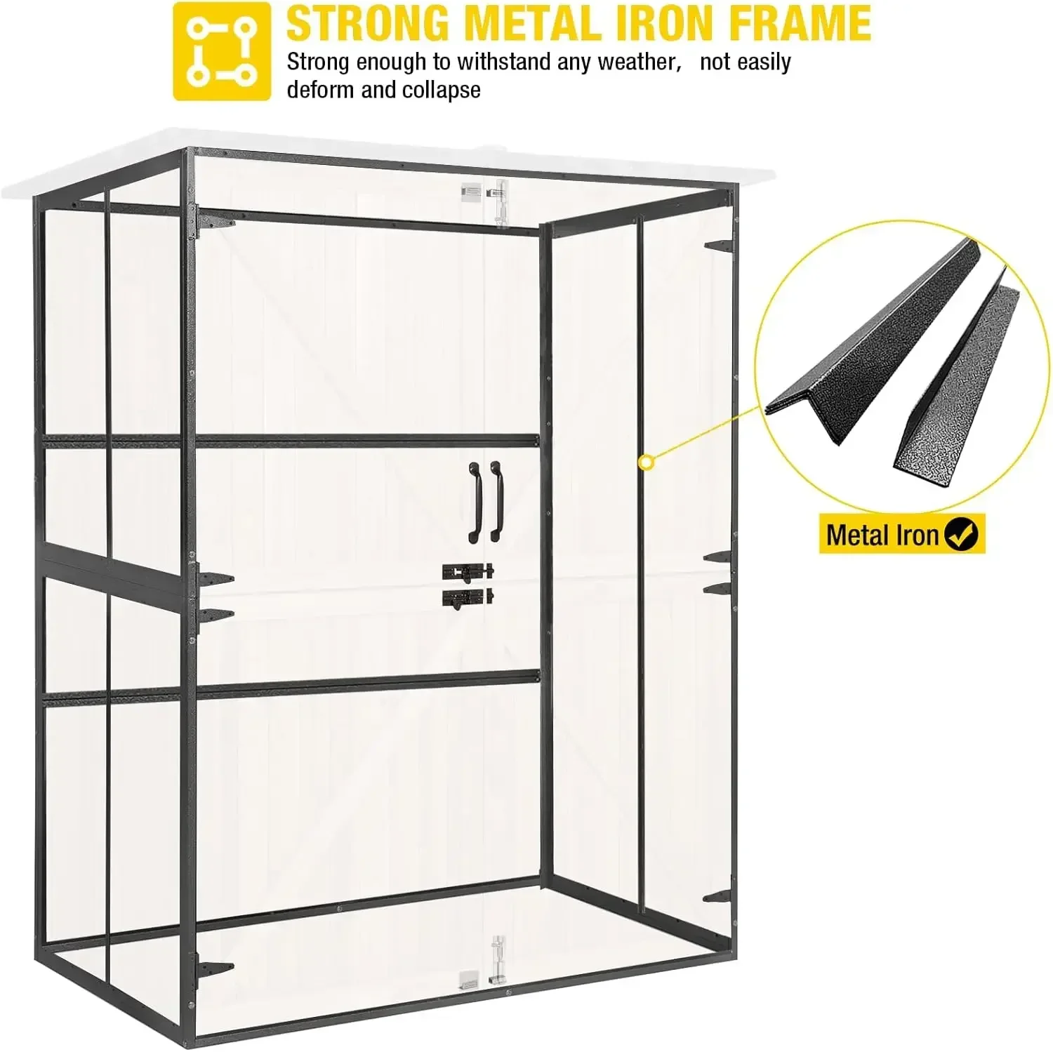 Outdoor Storage Shed Upgraded with Strong Metal Frame Garden Tool Shed Storage House Cabinet with Adjustable Shelfs 2
