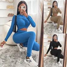 

2021 new fashion sexy autumn and winter cropped skinny sports jumpsuit