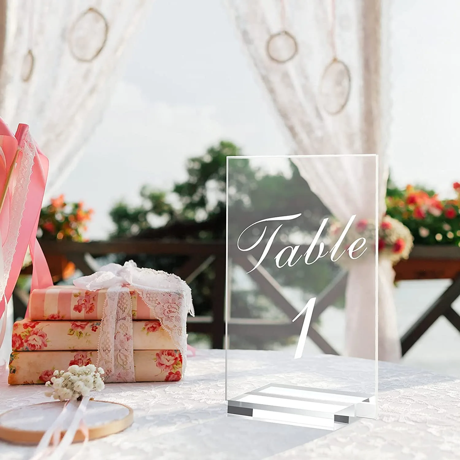 Clear Acrylic Place Card with Holder Wedding Rectangular Arched Table Number​ Card with Stand DIY Name Sign for Party Banquet