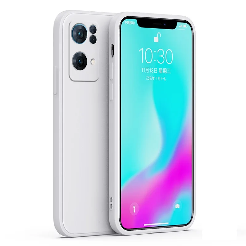 Für OPPO Reno7 Pro 5G SE, einfarbig, gerade Kante, flüssiges Silikon, feines Loch, All-Inclusive-Objektivschutz, Co_voghion.com