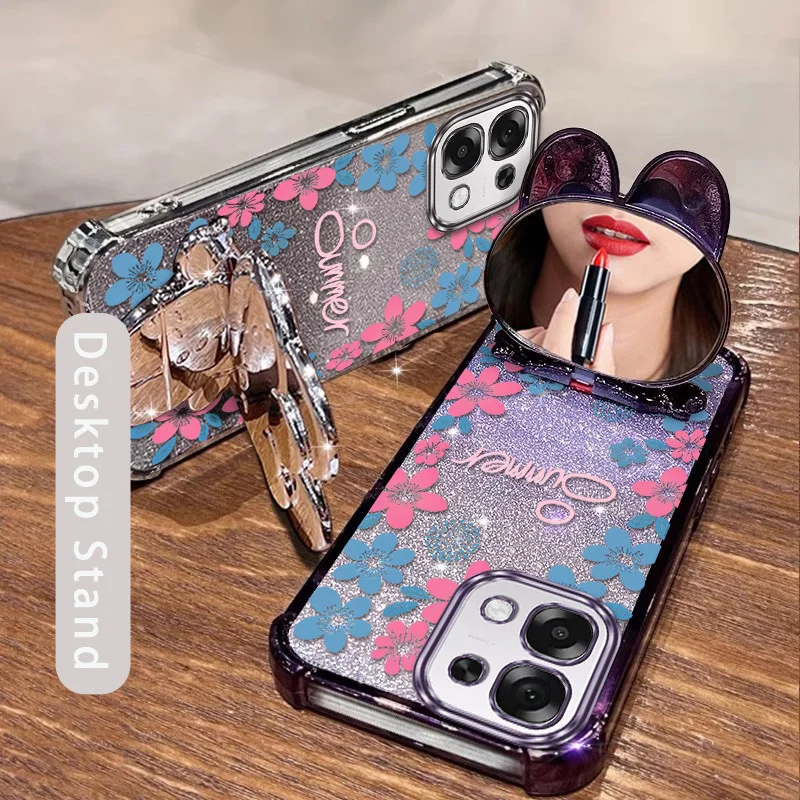 3-Piece Blue Floral Phone Case Set with Lanyard and Stand