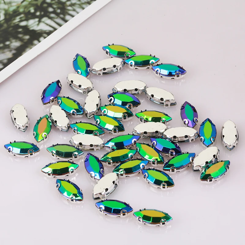 12-Color Acrylic Rhinestone Set with Silver Claw Settings for DIY Wedding Decorations