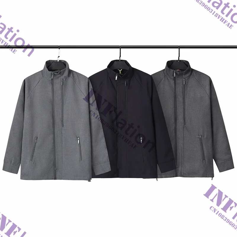 

Men's jacket upright collar cotton-wool striped long-sleeved coat windproof leisure Korean design