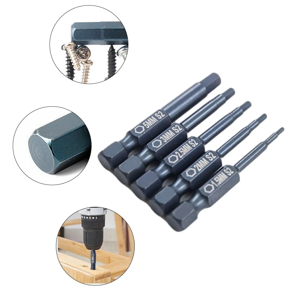 

1PC 50mm H1.5-H5 Hex Screwdriver Bits Alloy Steel Magnetic Electric Drill Drive The Screwdriver Hand Tool New