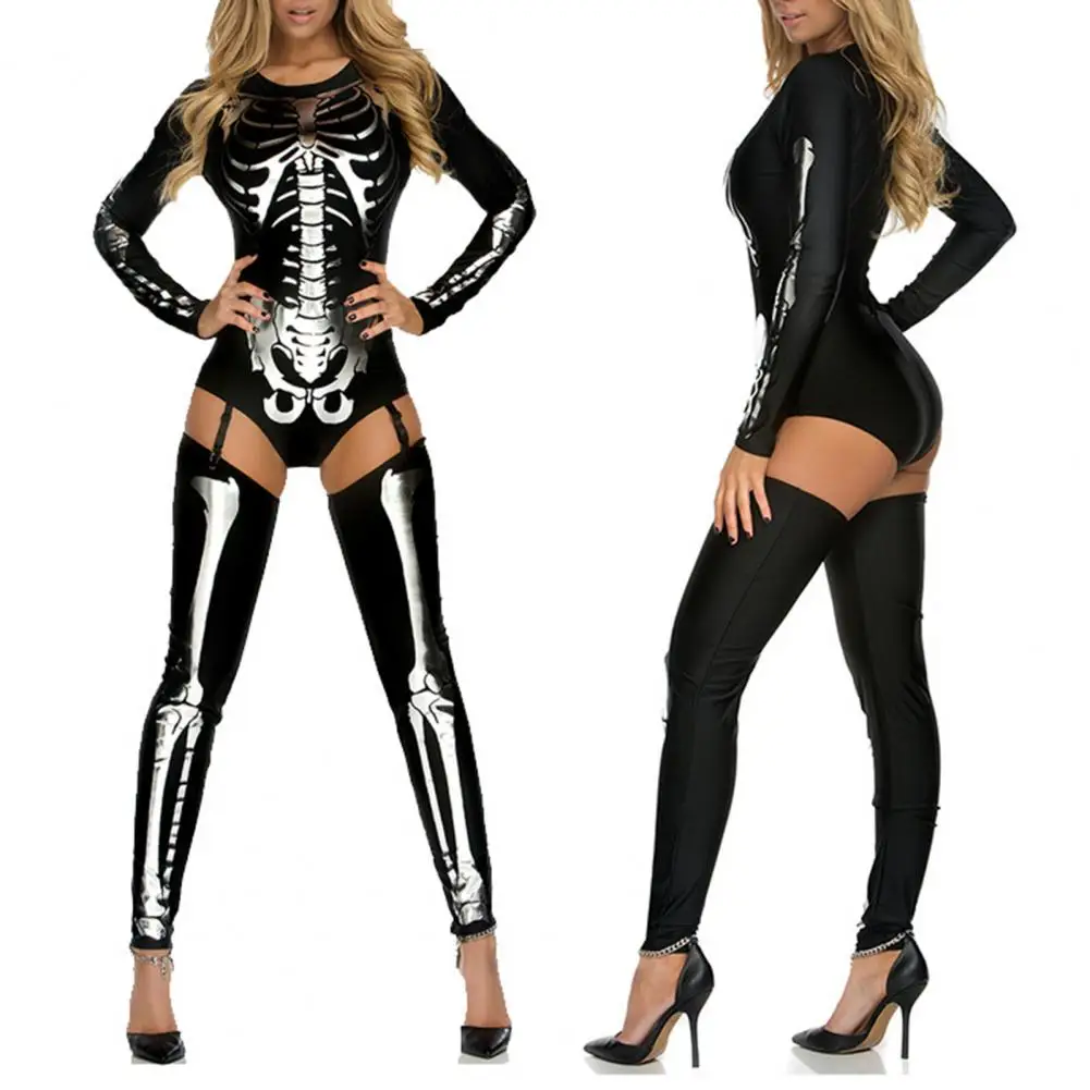 

Scary Popular Contrast Colors Halloween Cosplay Romper Dark Style Outfit Halloween Romper Slim Fit for Masquerade