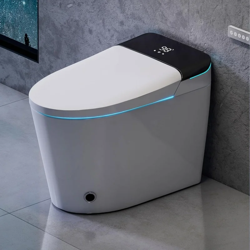 

Luxury Smart Toilet with Auto Open/Close Lid, Modern Tankless Bidet Combo Flush, Warm Water, Air Drying an