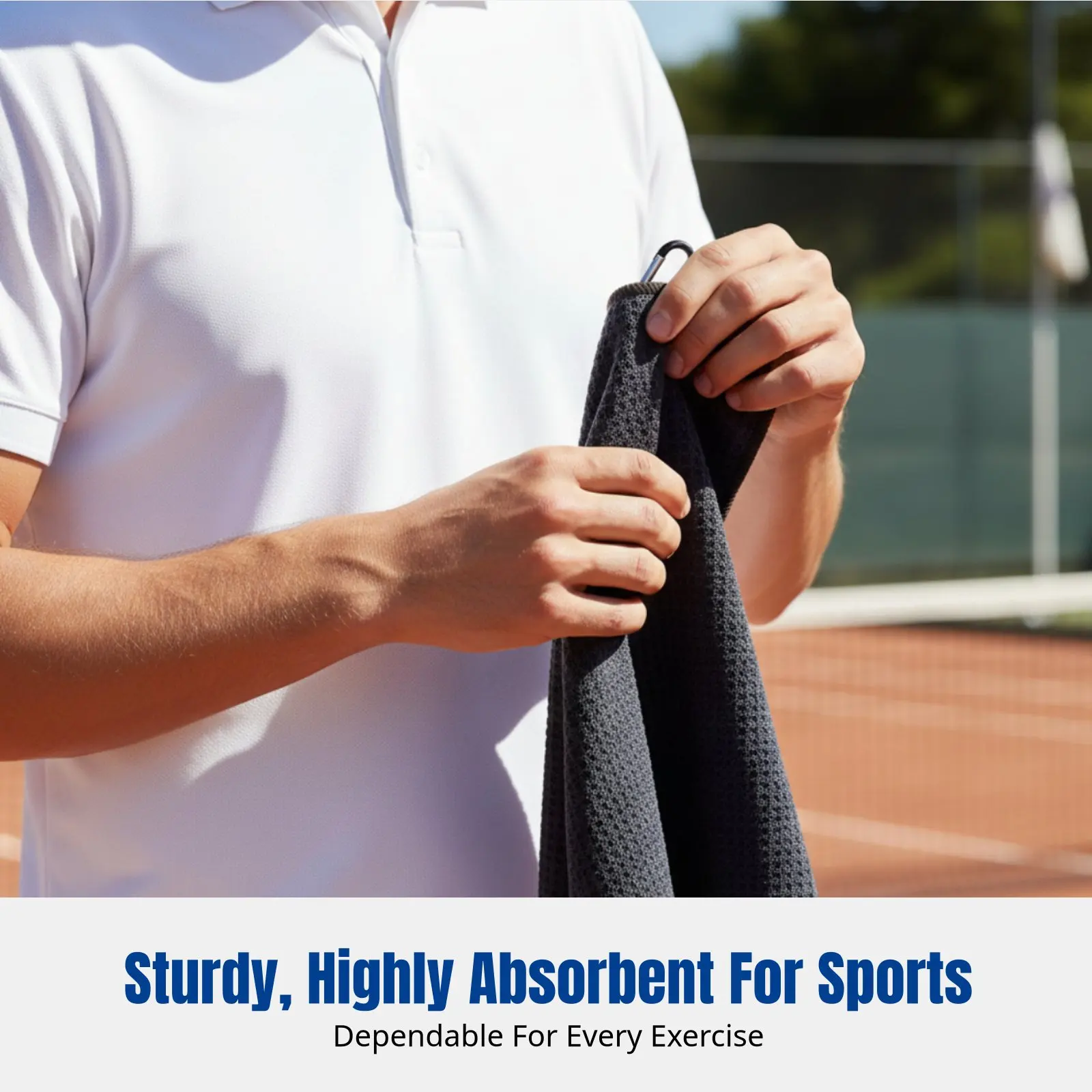 스포츠 타월, 마이크로파이버 질감, 땀 흡수, 빠른 건조, 카라비너 포함, 야외..