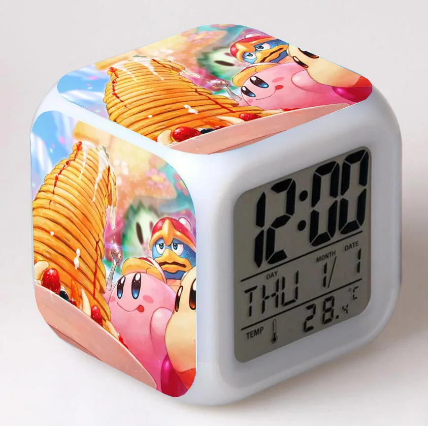 night light lamp Kirby Game LED Anime Light Colorful Digital Alarm Clock Student Children's Bedroom Desktop Lighting Decoration Birthday Gifts night light lamp Night Lights