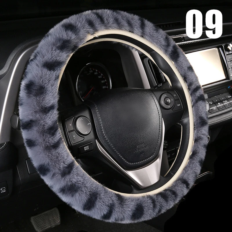 Luxus Leopard Winter Auto Lenkrad Abdeckung Pelz Imitation Kaninchen Haar  Weich Plüsch Getriebe Handbremse Fall Auto Innen Zubehör