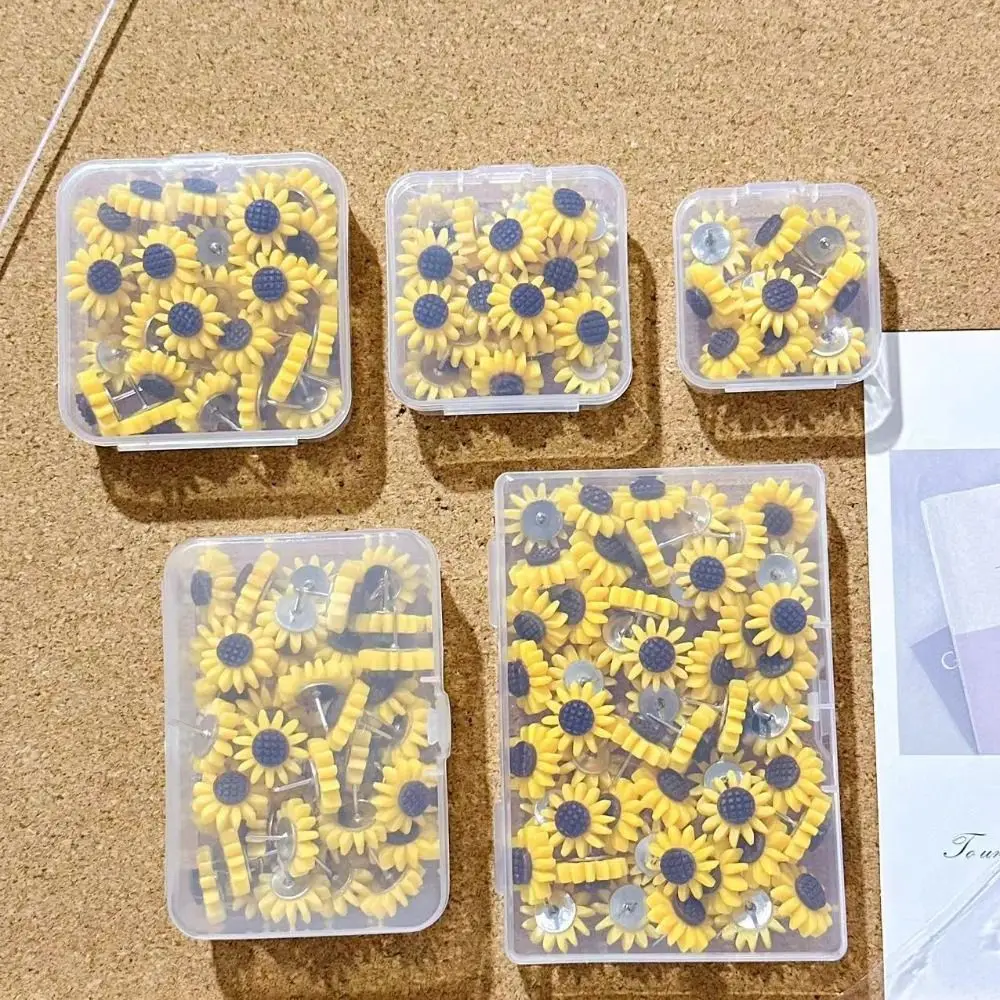 10/20/30/40/50Pcs 크리 에이 티브 해바라기 푸시핀 DIY 사진 벽 장식 보드 푸시 핀 귀여운 재사용 가능한 엄지 못 벽 마커