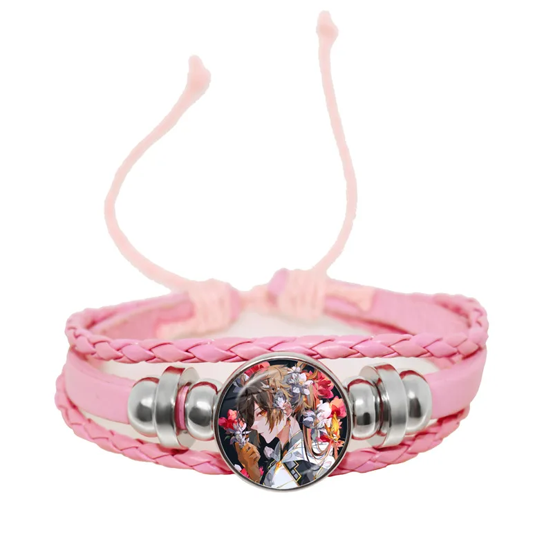 thumbnail image 1 of Genshin Impact Cosplay Prop Snap Button Bracelet, joyería de Anime hecha a mano, brazalete Punk negro multicapa, regalo para mujeres y hombres, 1 of 5