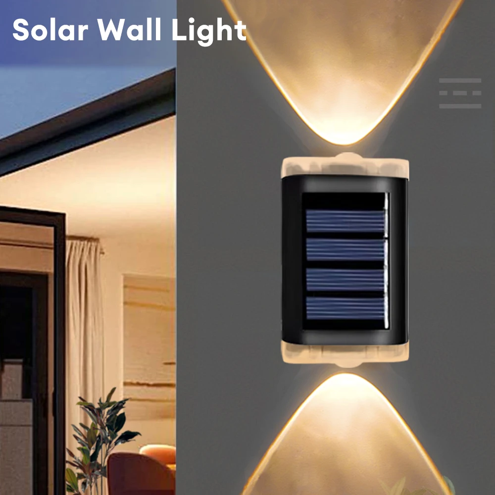 

2LED Solar Wall Lamp Outdoor Waterproof Solar Powered Light UP and Down Illuminate Home Garden Porch Yard Decoration