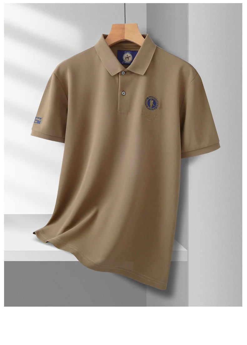 Hochwertiges Marken-Poloshirt für Herren mit Kurzarm, Modisches Rundes Abzeichen mit Geprägten Buchstaben, Atmungsaktives Sommer-Freizeitshirt mit Neuem Kragen – Detail 15
