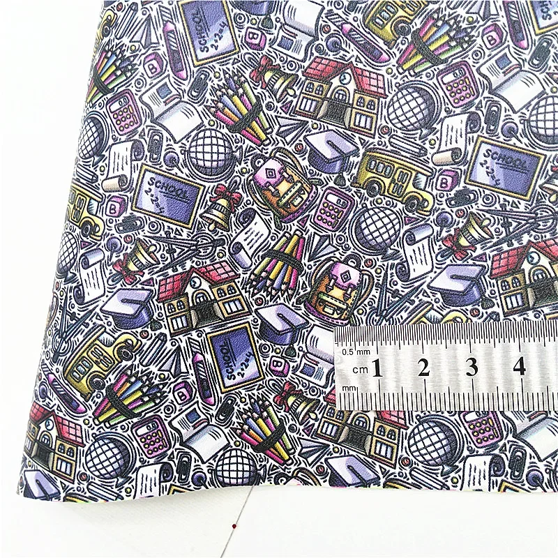School Bags Books Custom Synthetic Leather Sheets Smooth Glitter Leather Flowers Printed Faux Leather For Bows DIY 21x29CM Q1240