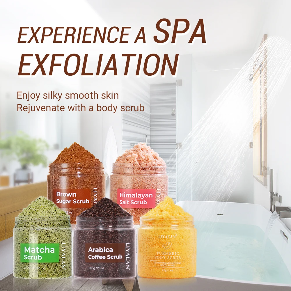 Body Scrub Sea Salt Body Scrub Exfoliating Smooth Skin Rejuvenation Moisturizing Turmeric Coffee Matcha Brown Sugar Himalayan Salt Cleaning