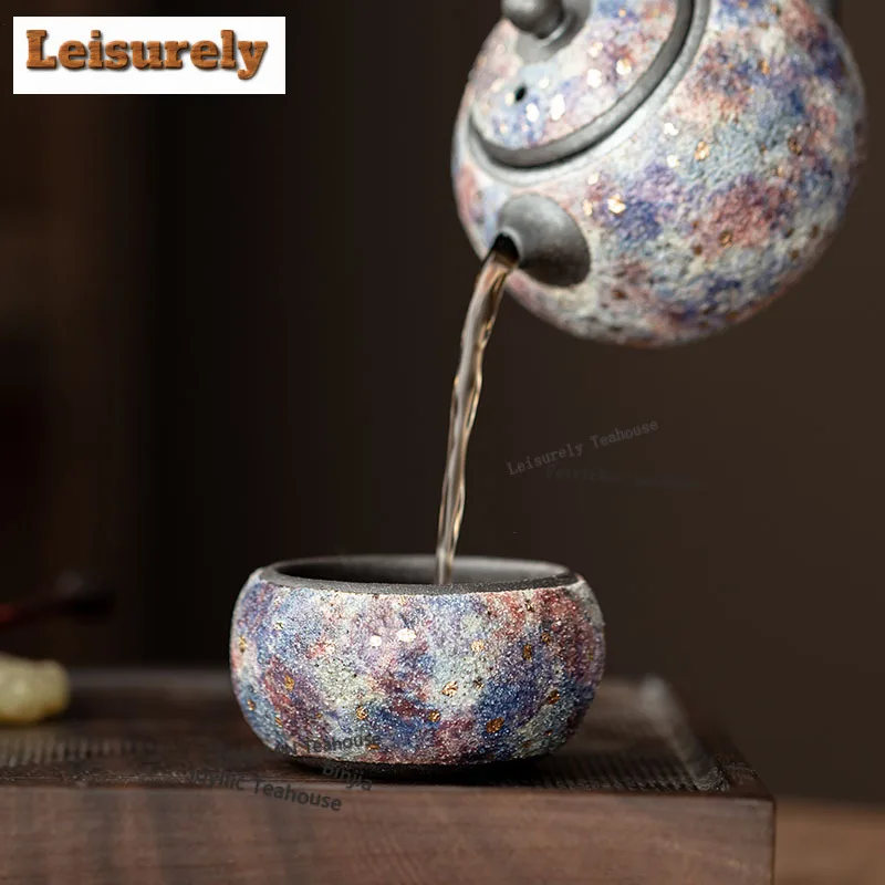 50ML Rock Mineral Point Gold Teacup Traditional Tea Bowl Tea Pair Tea-tasting Fragrance Cup Chazhan Master Cups Household Cafes