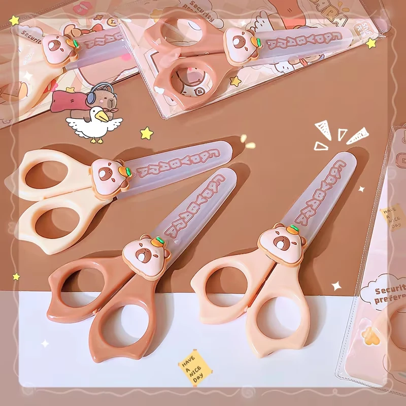 pretty school useful back to school stationery scissors cute capybara craft scissors Mini scissors for diy children's - 5