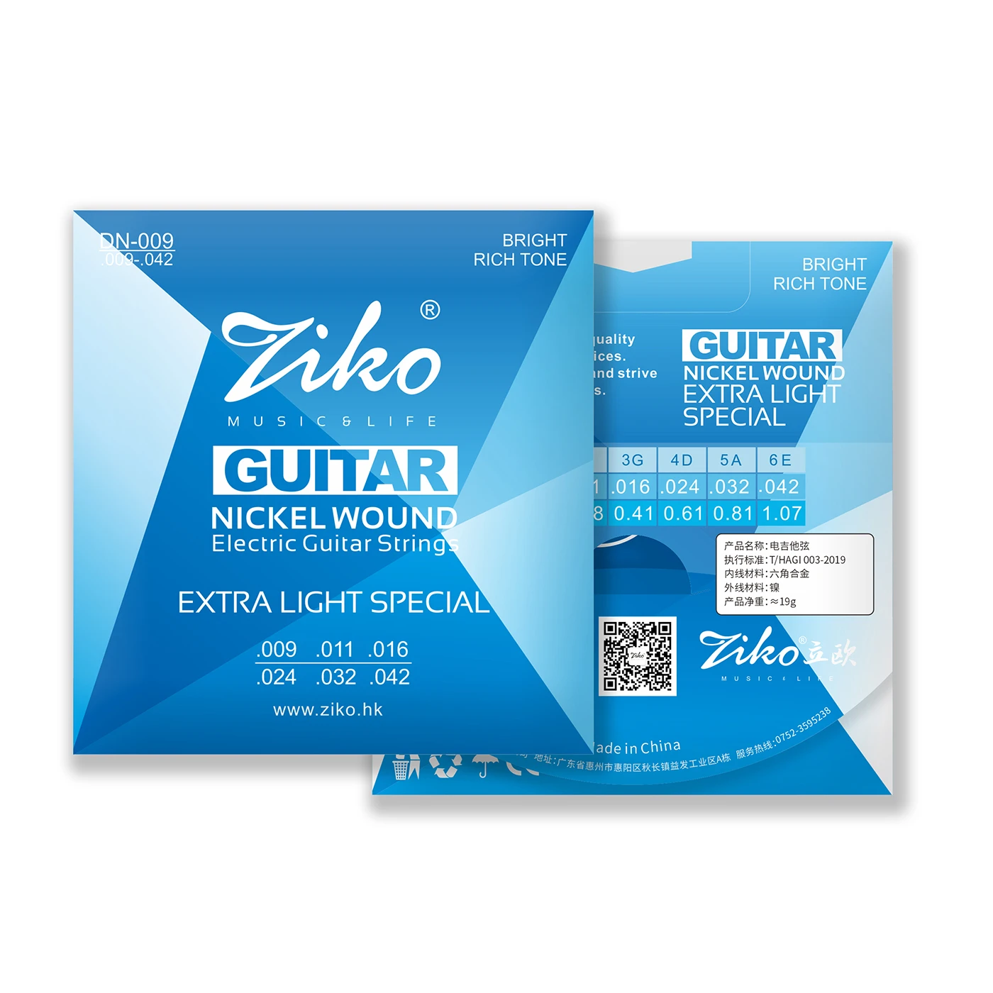 ZIKO Electric Guitar Strings DN-009 Steel Core Nickel Wound