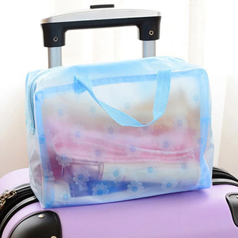 Novo padrão floral transparente saco de cosméticos grande capacidade portátil à prova dwaterproof água dobrável saco de armazenamento de maquiagem organizador saco de viagem - 30+ coisas para uma viagem confortável