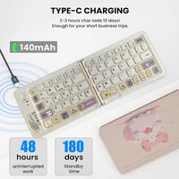 Three Bluetooth Wireless Folding Keyboard 67 Keys Cute Style Rechargeable Wireless Folding Keyboard for Windows/IOS/Android - Image 2