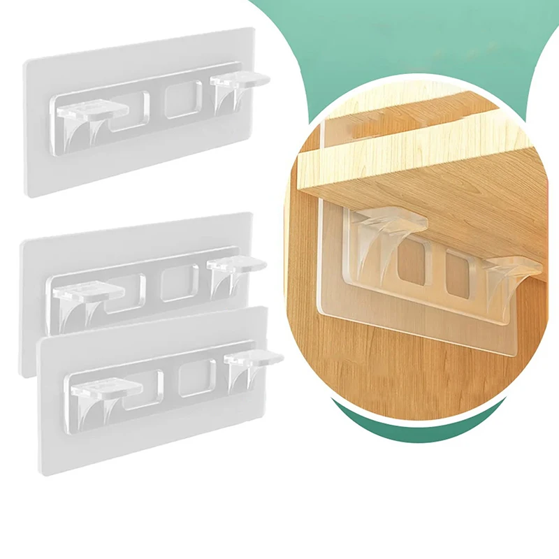 

Shelf Support Adhesive Pegs Closet Partition Bracket 2pcs Extended Cabinet Support Clips Wall Hanger Sticker For Kitchen