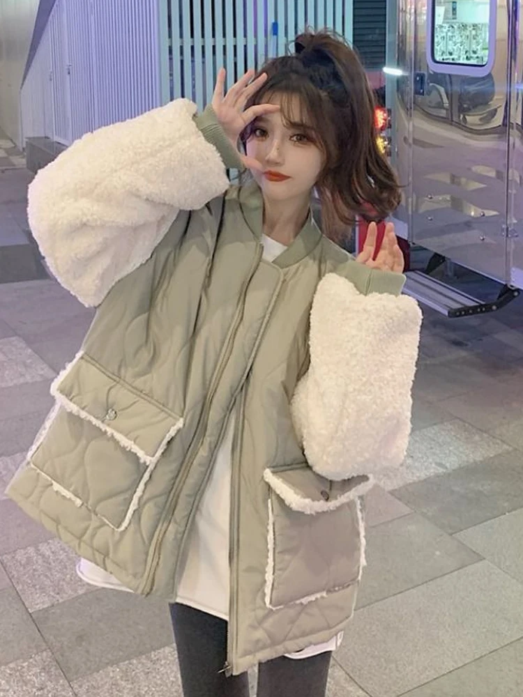 

Куртка из овечьей шерсти для женщин, утепленный пуховик на осень и зиму, женская одежда с подкладкой