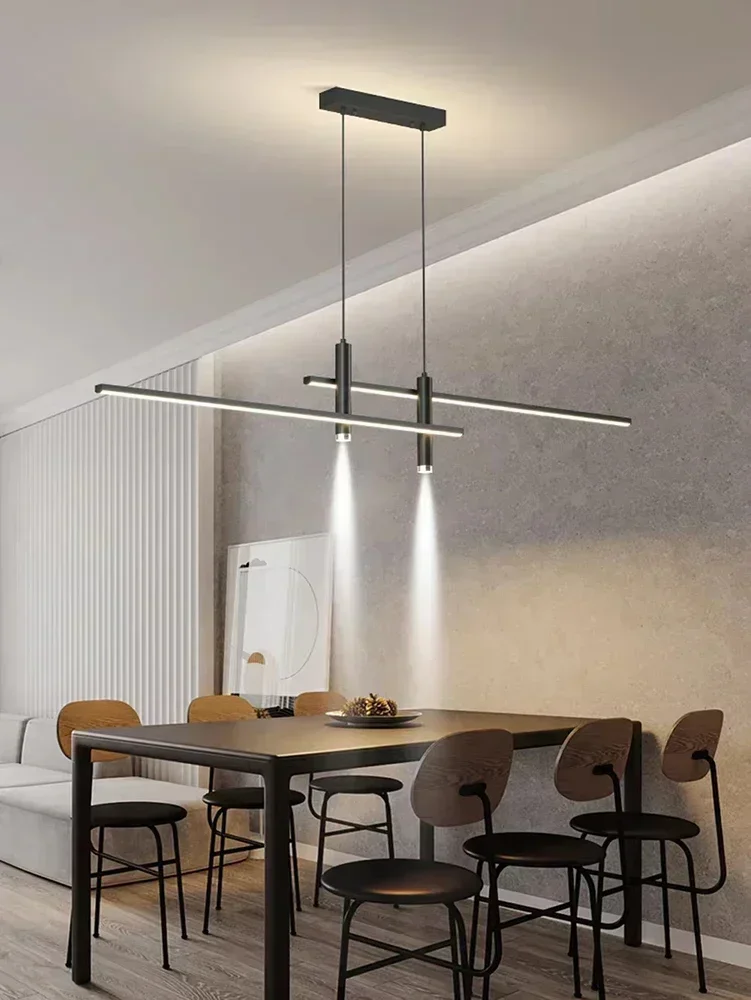 Modern Minimalist LED Pendant Light Restaurant Table Line Light Nordic Creative Bar Counter Long Indoor Lighting Pendant Light