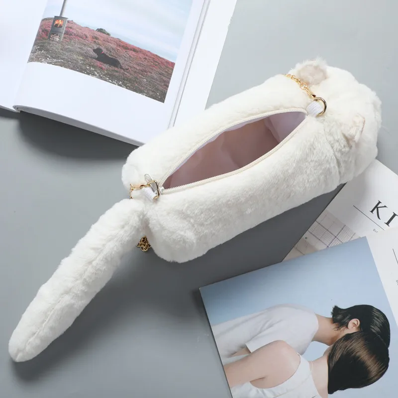 Women cute Cat Plush shoulder bag  lady fur doll messenger bag Girl cartoon mini mobile phone bag