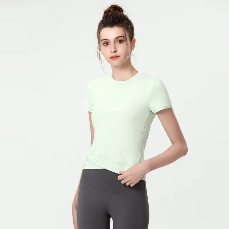 

Новинка 2022, Женская свободная эластичная тонкая быстросохнущая футболка для бега и фитнеса, одежда для йоги, женская одежда для йоги, тренажерного зала