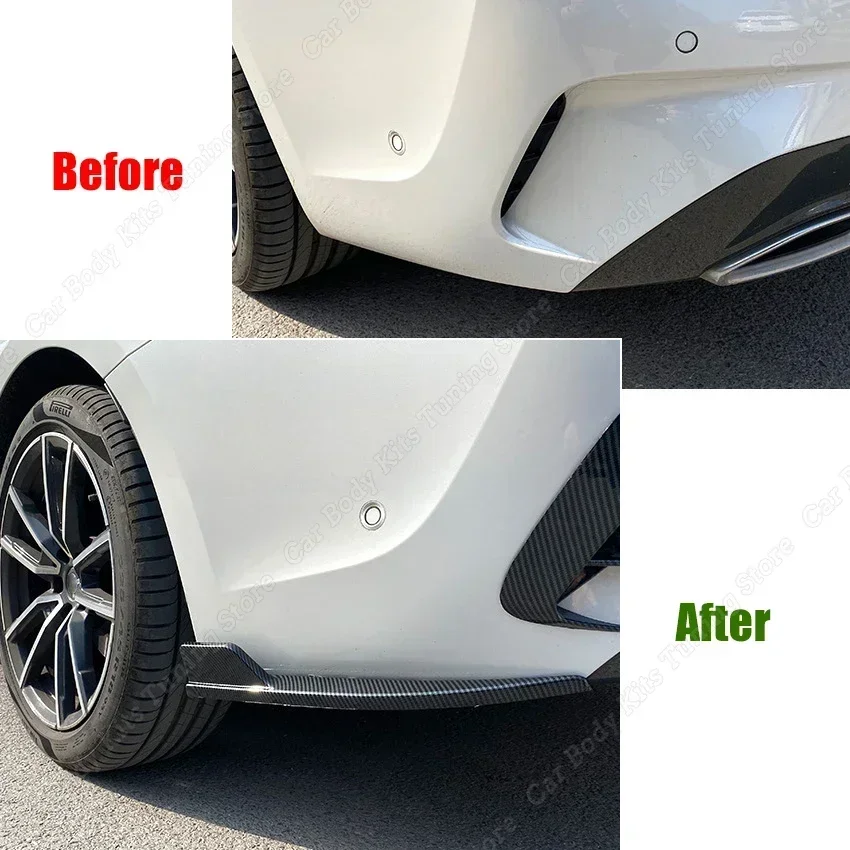 리어 범퍼 디퓨저 스플리터 카나드 스포일러, BMW 3 시리즈 G20 320i 325i 330i M 스포츠 2019-2021 ABS 글로스 블랙 개조