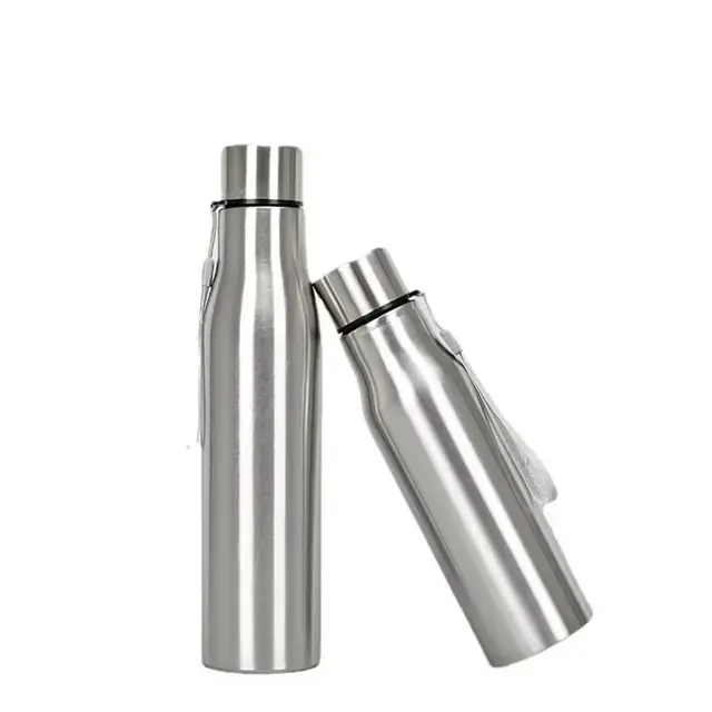 750ml/1000ml Sports Water Bottles Stainless Steel Single-layer Outdoor Drink Bottles Large Capacity with Lift Rope 5
