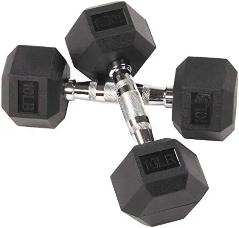 

Rubber Encased Hex Dumbbell in Pairs, Singles or Set