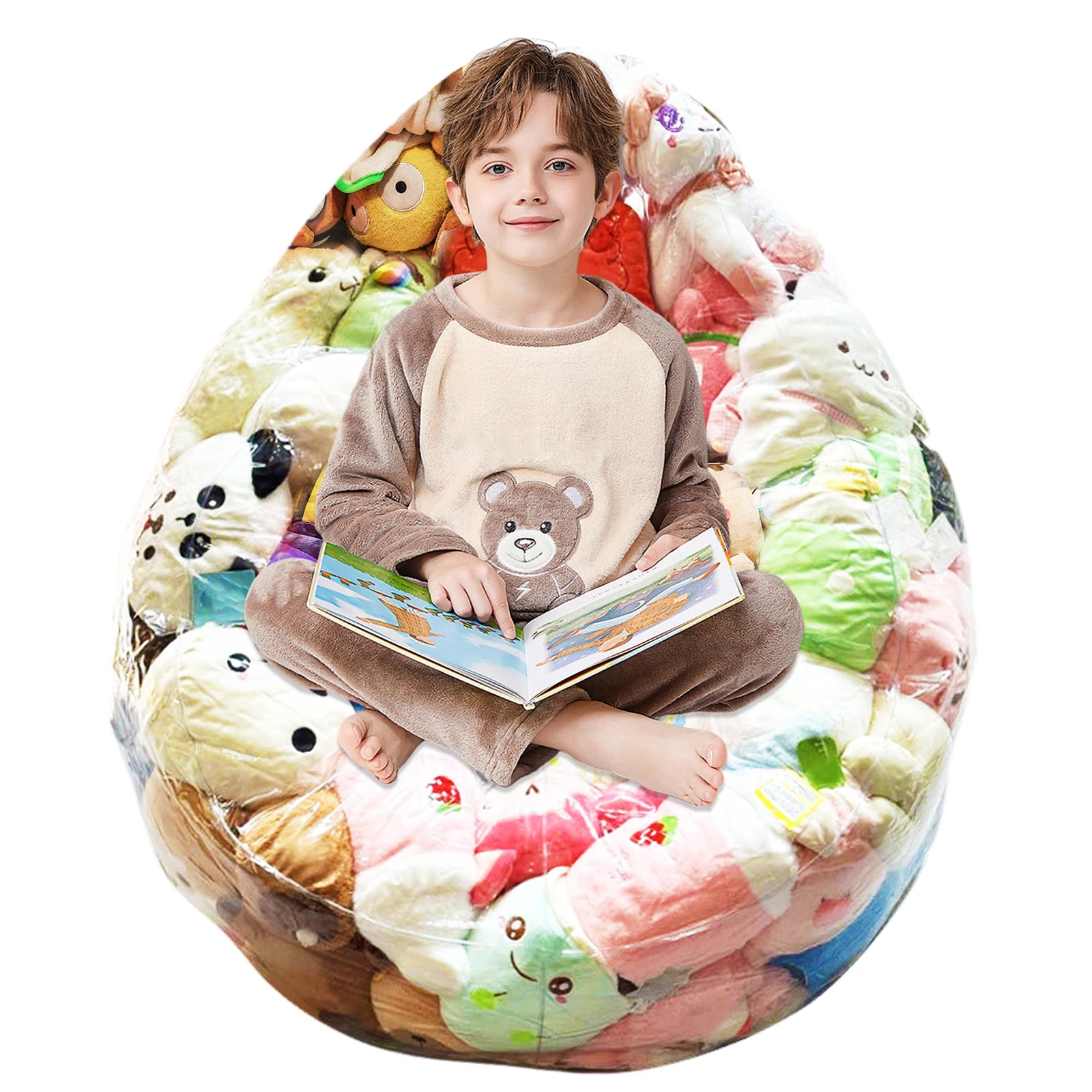 Clear PVC Stuffed Animal Storage Bean Bag Chair Cover