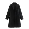 UNIZERA 2023 Autumn/Winter New Women's Wear New Fashionable Style Mid length Polo Collar Long Sleeve Open Front Coat Coat 2