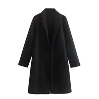 UNIZERA 2023 Autumn/Winter New Women's Wear New Fashionable Style Mid length Polo Collar Long Sleeve Open Front Coat Coat 2